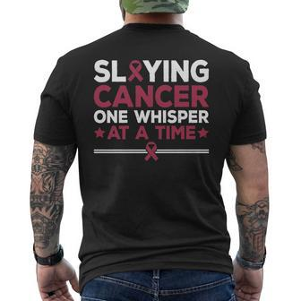 Slaying Cancer One Whisper At A Time Throat Cancer Awareness Men's T-shirt Back Print | Mazezy UK