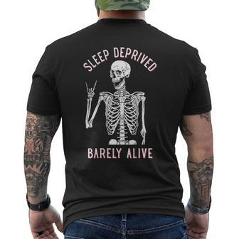 Sleep Deprived Barely Alive Skull Men's T-shirt Back Print - Seseable