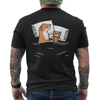 Sleeping Weasel With Stuffed Animal Men's T-shirt Back Print - Monsterry DE