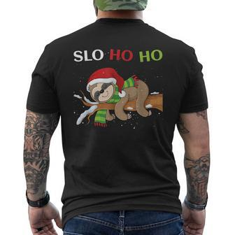 Sloth Christmas Merry Slothmas Slo Ho Ho Mens Back Print T-shirt - Thegiftio UK