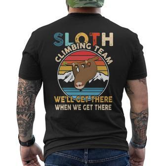 Sloth Climbing Team Retro Vintage Hiking Climbing Men's T-shirt Back Print | Mazezy AU