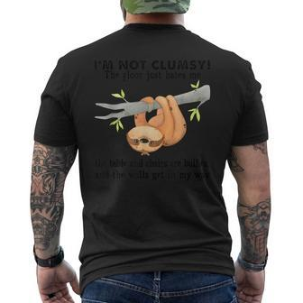 Sloth I’M Not Clumsy The Poor Just Hates Me Men's T-shirt Back Print - Monsterry