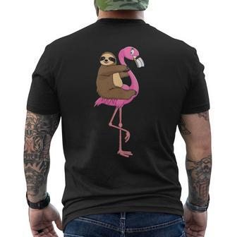 Sloth Rider Flamingo Mens Back Print T-shirt - Thegiftio UK