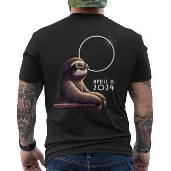 Sloth Watching Eclipse Total Solar Eclipse 2024-04-08 Men's T-shirt Back Print - Thegiftio UK