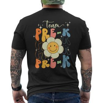 Smile Face First Day Of Team Prek Back To School Groovy Men's T-shirt Back Print - Monsterry CA