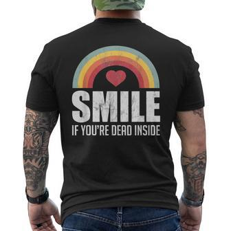 Smile If You're Dead Inside For A Black Comedy Fan Men's T-shirt Back Print - Monsterry