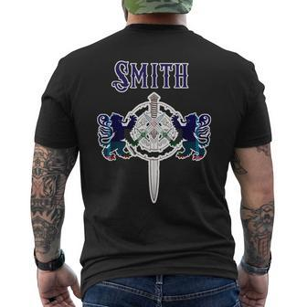 Smith Scottish Clan Family Name Tartan Lion Sword Men's T-shirt Back Print - Seseable