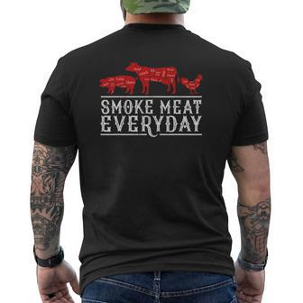 Smoke Meat Everyday Barbecue Grilling Bbq Smoker Dad Mens Back Print T-shirt | Mazezy AU
