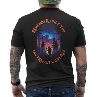 Smokey Bear Starry Night Scene Only You Can Prevent Wildfire Men's T-shirt Back Print - Monsterry CA