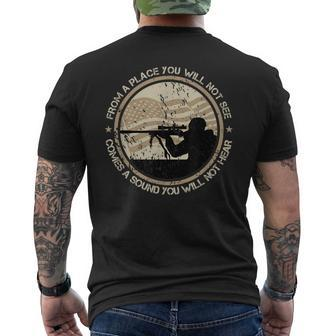 Sniper Military Sharpshooter Usa You Will Not See Hear Men's T-shirt Back Print - Monsterry