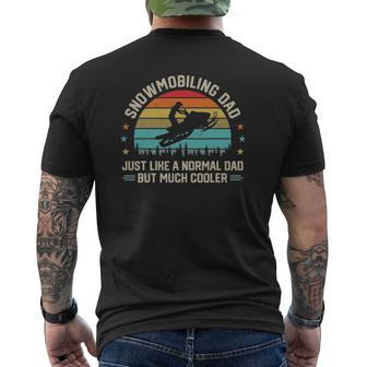 Snowmobiling Dad Father Snowmobile Riding Snow Sled Mens Back Print T-shirt | Mazezy