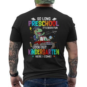 So Long Pre K It's Been Fun Look Out Kindergarten Dinosaur Men's T-shirt Back Print - Seseable