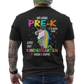 So Long Pre-K It's Been Fun Look Out Kindergarten Unicorn Men's T-shirt Back Print | Mazezy CA