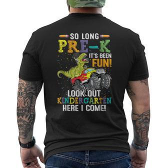 So Long Pre-K Kindergarten Here I Come Dinosaur Graduation Men's T-shirt Back Print - Seseable