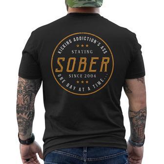 Sober Since 2004 17 Year Sobriety Anniversary Quote Men's T-shirt Back Print - Monsterry