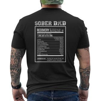 Sober Dad Recovery Nutritional Value Addiction Celebration Mens Back Print T-shirt | Mazezy