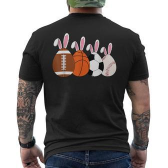 Soccer Basketball Baseball Football Sports Easter Rabbits Men's T-shirt Back Print | Mazezy