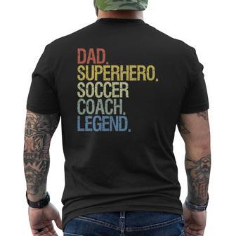 Soccer Coach Dad Superhero Soccer Coach Legend Mens Back Print T-shirt | Mazezy