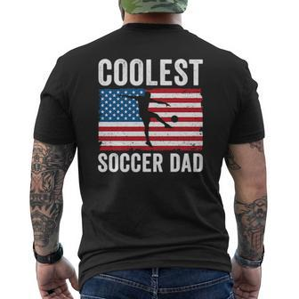 Soccer Dad Daddy American Flag Soccer Player Mens Back Print T-shirt | Mazezy
