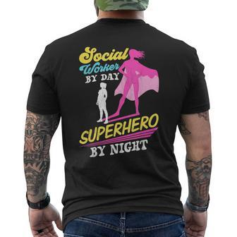Social Worker By Day Superhero By Night Work Job Social Men's T-shirt Back Print - Monsterry CA