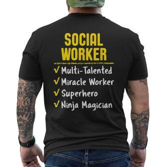 Social Worker Miracle Worker Superhero Ninja Job Men's T-shirt Back Print - Monsterry CA