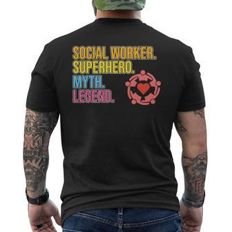 Social Worker Superhero Legend Social Work Month Graphic Men's T-shirt Back Print - Monsterry UK