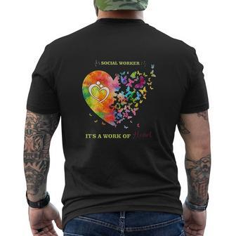 Social Worker Work Of Heart Social Worker Mens Back Print T-shirt - Thegiftio UK