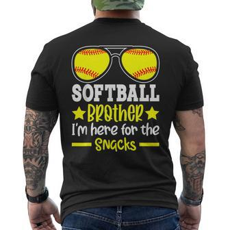 Softball Brother I'm Just Here For The Snacks Retro Men's T-shirt Back Print - Seseable