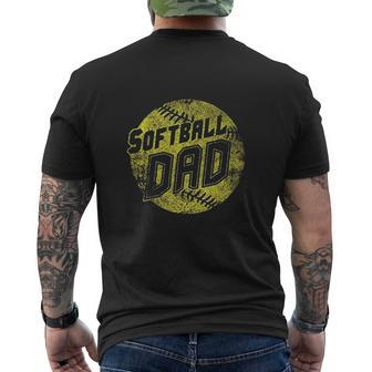 Softball Dad Fastpitch Mens Back Print T-shirt | Mazezy