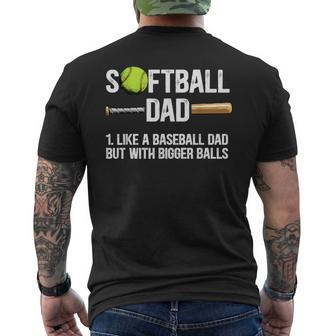 Softball Dad Just Like A Baseball Dad But With Bigger Balls Men's T-shirt Back Print - Monsterry