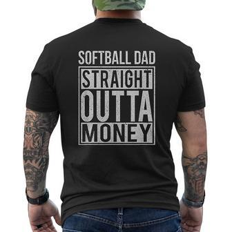 Softball Dad Straight Outta Money Mens Back Print T-shirt | Mazezy UK