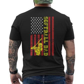 Softball Dad Usa American Flag Father's Day Outfit Men Men's T-shirt Back Print - Thegiftio UK