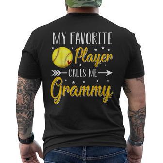 Softball My Favorite Player Calls Me Grammy Cheering Sport Men's T-shirt Back Print - Monsterry AU