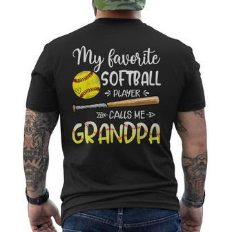 Softball My Favorite Softball Player Calls Me Grandpa Men's T-shirt Back Print - Monsterry UK