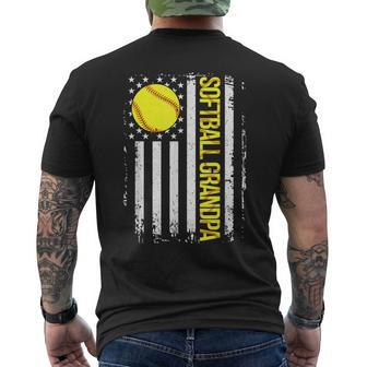 Softball Grandpa American Flag Vintage Ic Game Day Men's T-shirt Back Print - Monsterry UK