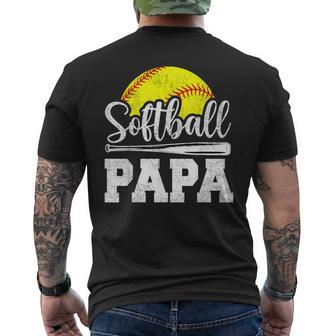 Softball Papa Softball Player Game Day Father's Day Men's T-shirt Back Print - Seseable