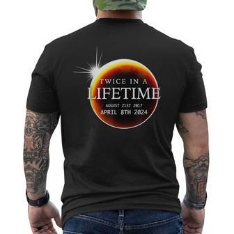 Solar Eclipse 040824 Twice In A Lifetime Moon Phases Men's T-shirt Back Print - Monsterry UK