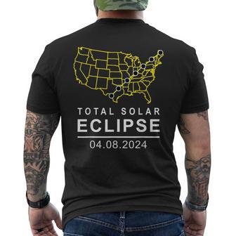 Solar Eclipse 2024 America Totality Path April 8 Usa Map Men's T-shirt Back Print - Monsterry AU