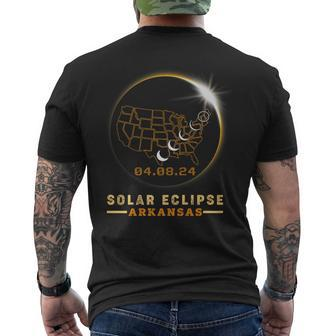 Solar Eclipse 2024 America Totality Total Arkansas Usa Map Men's T-shirt Back Print - Thegiftio UK