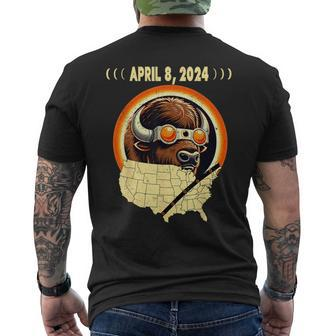 Solar Eclipse 2024 American Bison-Buffalo Solar Eclipse Men's T-shirt Back Print - Monsterry UK