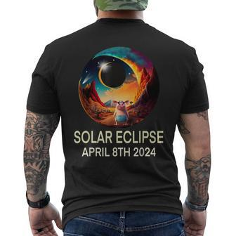 Solar Eclipse 2024 Apparel Pig Wearing Solar Eclipse Glasses Men's T-shirt Back Print - Seseable