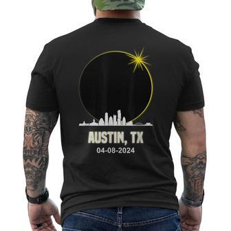 Solar Eclipse 2024 Austin Skyline Texas Total Solar Eclipse Men's T-shirt Back Print - Seseable