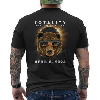 Solar Eclipse 2024 Bear Wearing Eclipse Glasses Men's T-shirt Back Print - Seseable