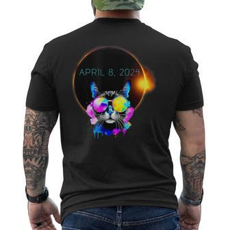 Solar Eclipse 2024 Cat Wearing Glasses April 8 2024 Totality Men's T-shirt Back Print | Mazezy