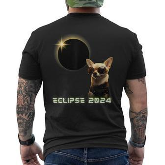 Solar Eclipse 2024 Chihuahua Wearing Glasses Men's T-shirt Back Print - Seseable