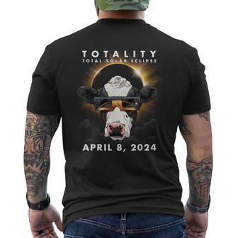 Solar Eclipse 2024 Cow Wearing Eclipse Glasses Men's T-shirt Back Print | Mazezy