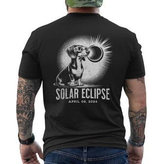 Solar Eclipse 2024 Dachshund Wearing Glasses Men's T-shirt Back Print - Seseable