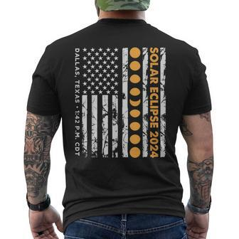 Solar Eclipse 2024 Dallas Texas 142 Pm Cdt Vintage Us Flag Men's T-shirt Back Print - Seseable