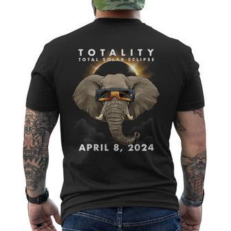Solar Eclipse 2024 Elephant Wearing Eclipse Glasses Men's T-shirt Back Print | Mazezy