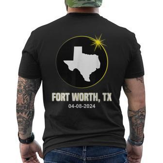 Solar Eclipse 2024 Fort Worth State Texas Eclipse Men's T-shirt Back Print | Mazezy